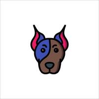 A dog with a blue and pink nose vector