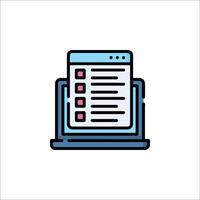 A laptop with a checklist icon vector