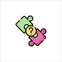 Two puzzle pieces with question mark on top vector