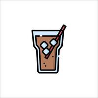 A drink with ice and a straw in it vector