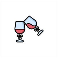 Wine glasses icon with bow and red wine vector