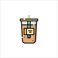 A drink in a cup icon with a straw vector