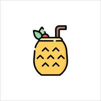 A pineapple drink icon with a straw and a straw vector