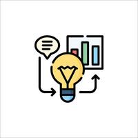 An icon of a light bulb with a graph and a bar chart vector