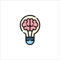 A light bulb with a brain inside it vector