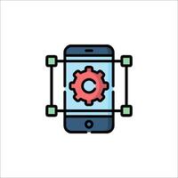 A smartphone with a gear wheel on it vector