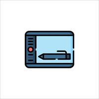 A tablet computer with a pen and pencil icon vector