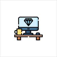 A computer with a diamond on it vector