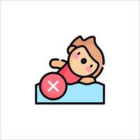 A cartoon character laying on a bed with a red cross vector