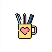 A cup with pencils and a heart icon vector