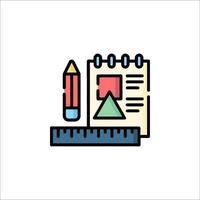 A notebook, ruler and pencil icon vector