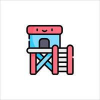 A cartoon house with a ladder and stairs vector