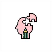 A person's head with a puzzle piece in it vector