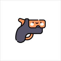 A cartoon gun with a smiley face on it vector