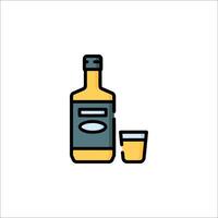 A bottle of whiskey and a glass of whiskey vector
