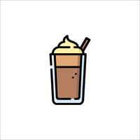 A drink with a straw and whipped cream in a glass vector