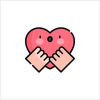 Heart icon with hands holding it up vector