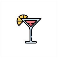 A martini glass with a slice of lemon on it vector