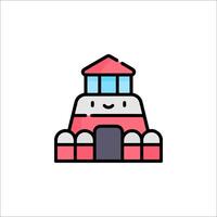 A cartoon house with a roof and a red roof vector