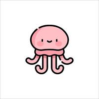 A cute pink octopus with a smiley face vector