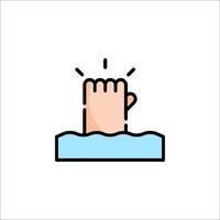 Hand reaching out to the water icon vector