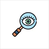 Magnifying glass icon with an eye on it vector
