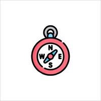 A compass icon with a red and blue background vector