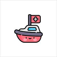 A cute little boat with a red cross on it vector