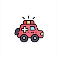 An ambulance icon with a red car on top vector