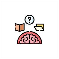 Brain icon with question mark and other items vector