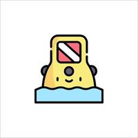 A yellow diving helmet with a red cross on it vector