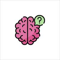 A pink brain with question mark on it vector