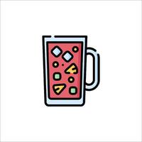A glass of juice with fruit and ice vector