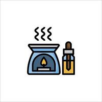 A line icon of a stove and a bottle of oil vector
