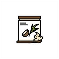 A jar of nut butter with a leaf on it vector