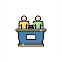 Two people in a box with a sign on it vector