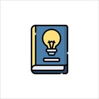 An icon of a book with a light bulb inside vector