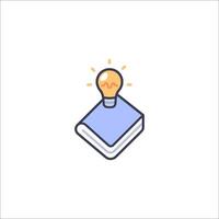An icon of a book with a light bulb on top vector