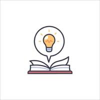 An open book with a light bulb above it vector