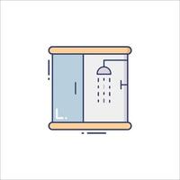A shower with a glass door and a shower head vector