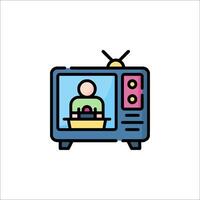 Tv icon with a man sitting in front of a television vector