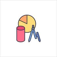 A line drawing of a calculator, a pencil and a ruler vector