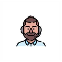 A man with a beard and headset on his head vector