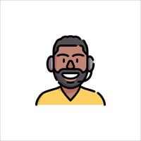 A man with a beard and headset on his head vector