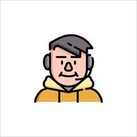 A man wearing a headset icon on a white background vector