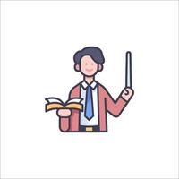 Teacher with a book and a pointer icon vector