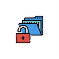 File folder icon with padlock illustration vector