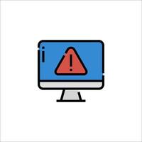 A computer monitor with a red warning sign on it vector