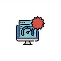 A computer monitor with a red star on it vector