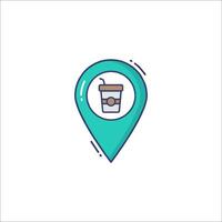 A map pin with a cup of coffee vector
